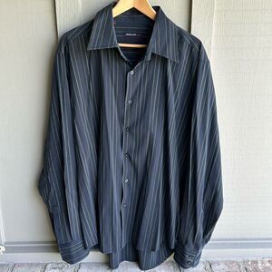 Thirty Six Red Men’s Button Down Long Sleeve Embroidered Stripe Shirt Size: XXL